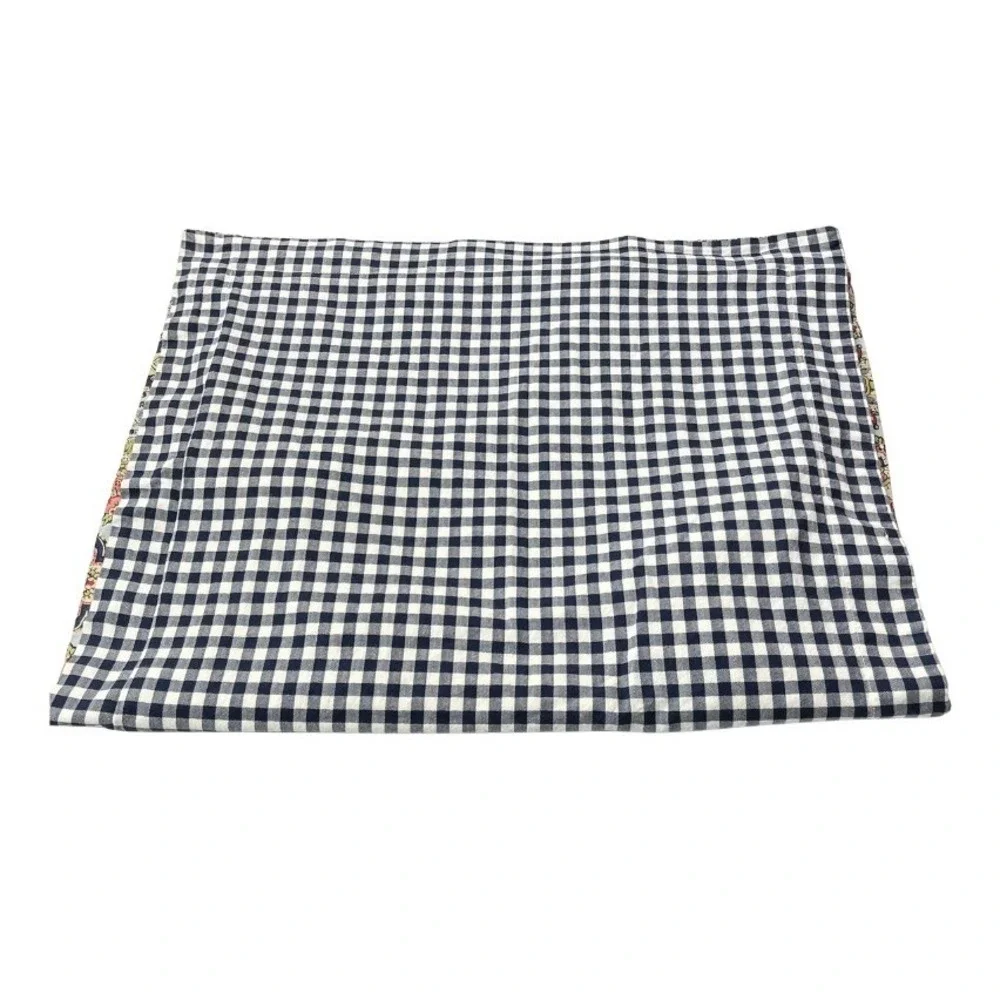 Pottery Barn Reversible King Pillowcase Paisley‎ Navy Gingham Organic Cotton